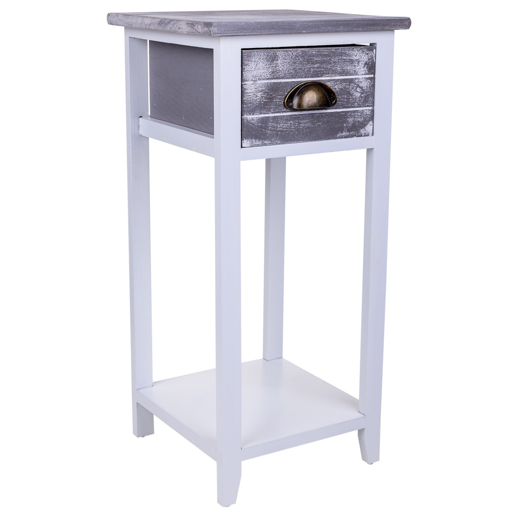 Wonderlust Deco - Mesita de madera blanca 30x30x63 Multicolor 30x30x63h cm