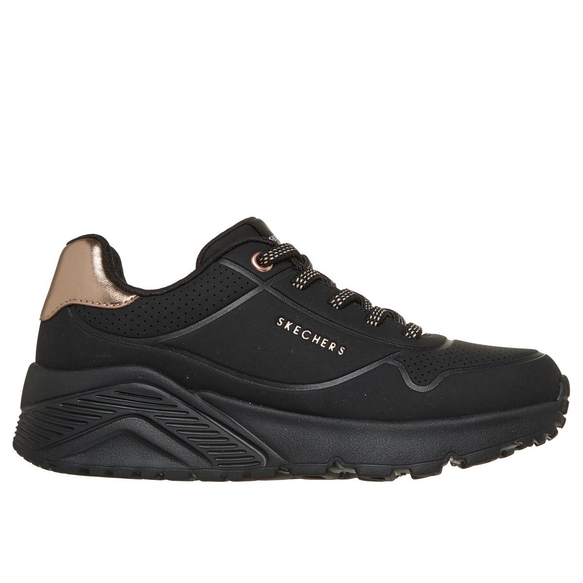 Skechers Uno Lite 310384 - Zapatillas Niña Negro y Rosa con Cordones y Plantilla Memory Foam, Ligeras para Diario y Colegio