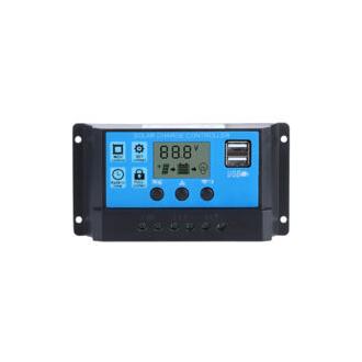 CA Controlador de carga solar PWM automático de 12 V, 24 V y 30 A con LCD y doble salida USB.