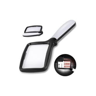 CA Lupa de lectura plegable con luz, tamaño grande, rectangular, 3X, con LED regulable, ideal para personas mayores con degeneración macular, periódicos, libros y letras pequeñas (negra, 3X)
