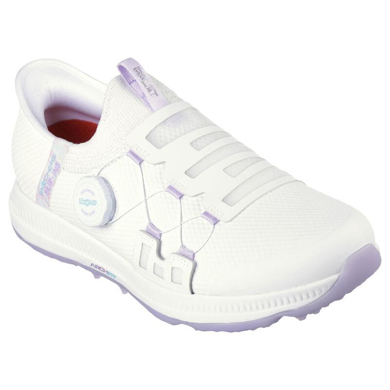Skechers Go Golf Elite 5 Slip In Boa Zapato de Golf para Mujer, Blanco/Lavanda