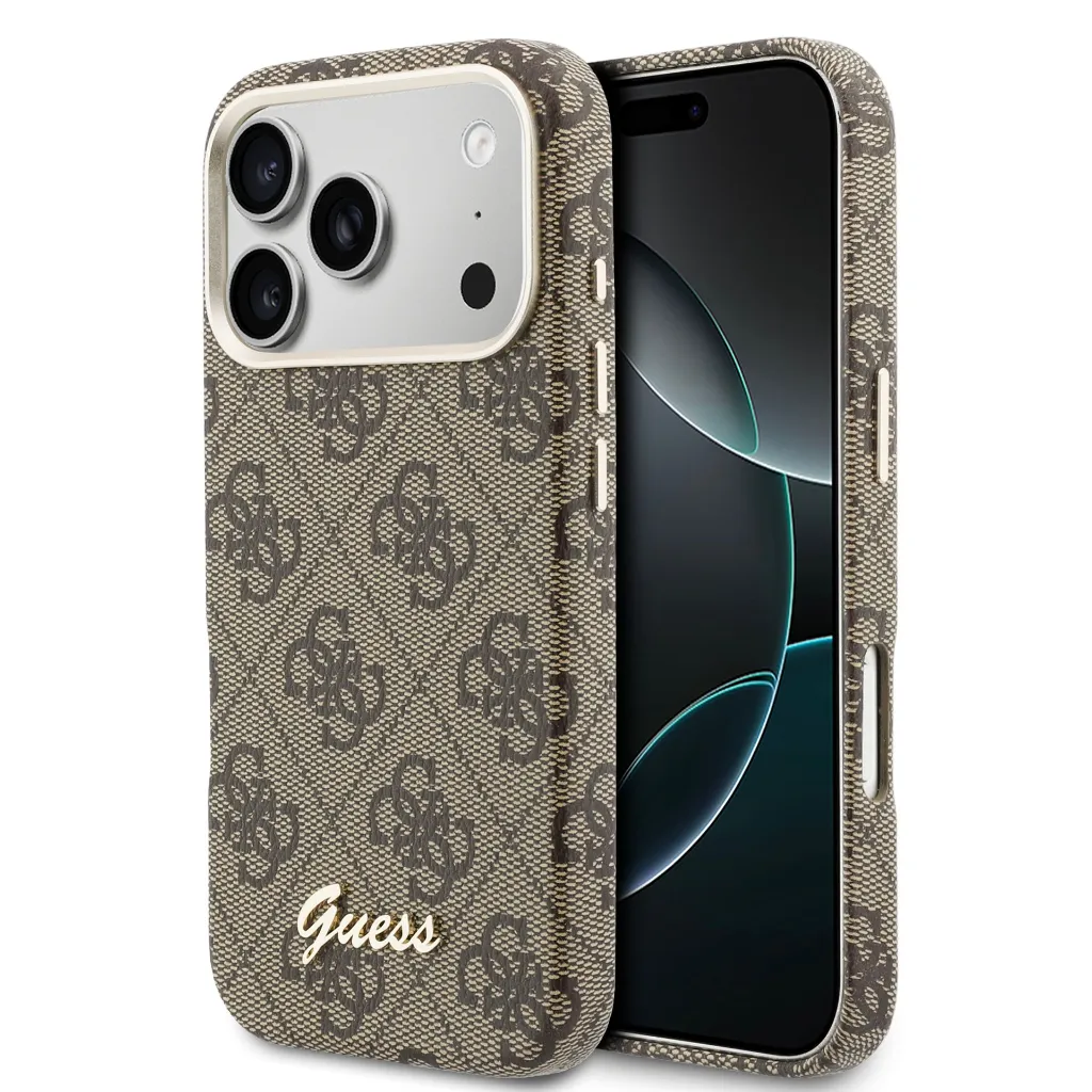 Funda GUESS para iPhone 17 Pro con MagSafe Logo Script Marrón, Ref: 3666339585105