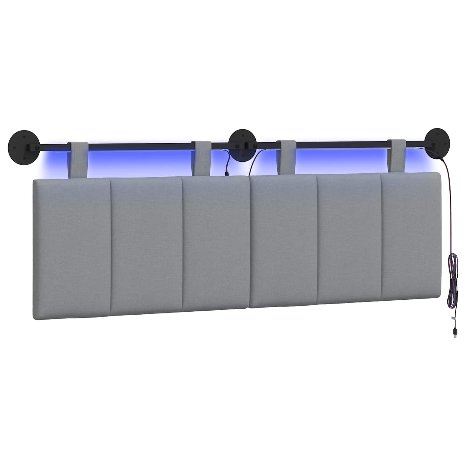 vidaXL Cabecero colgante Con luz LED  Tela 150 x 55 x 5 cm Multicolor