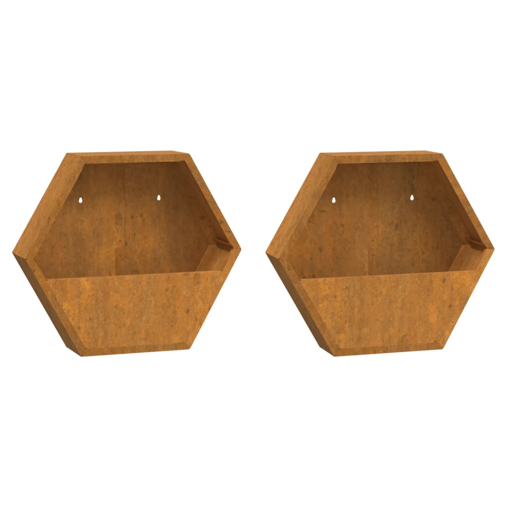 vidaXL Jardineras de pared 2 uds acero corten oxidado Dimensiones 30 x 10 x 25 cm, 46 x 10 x 40 cm, y mas