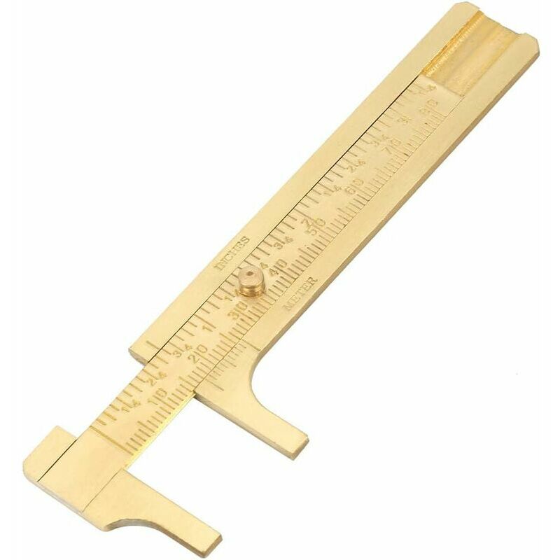 CA Calibrador Vernier de latón, regla de bolsillo, minicalibrador deslizante de aleación de cobre, escala doble para medir piedras preciosas, gemas y joyas (80 mm)