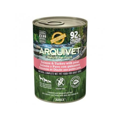 Arquivet Comida Húmeda de Salmón y Pavo con guisantes para Perros Adultos - 400 GR