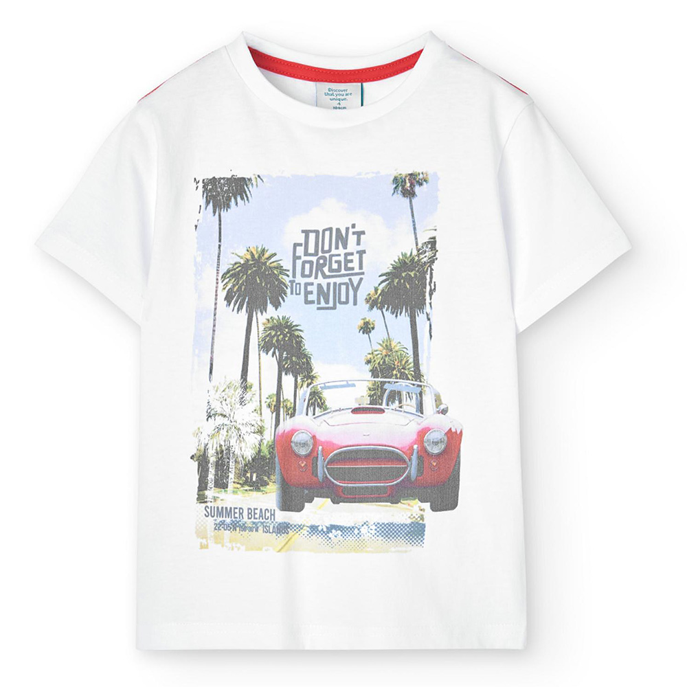 Boboli Camiseta punto básica de niño 838223 1100 BLANCO ropa niños Summer BOBOLI ROYALE CORDONETS