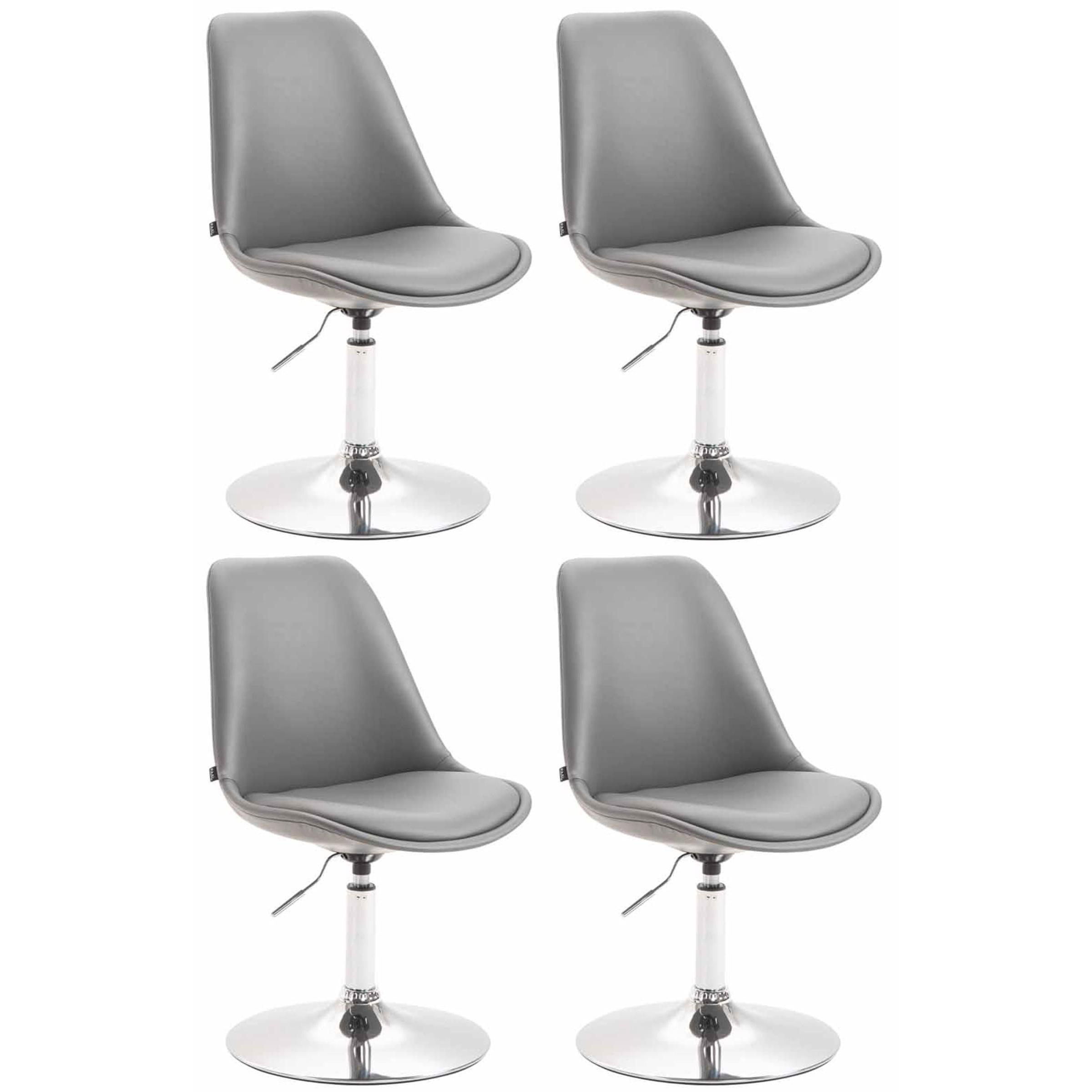 Set de 4 sillas Lounge Maverick en polipiel Gris,Cromado