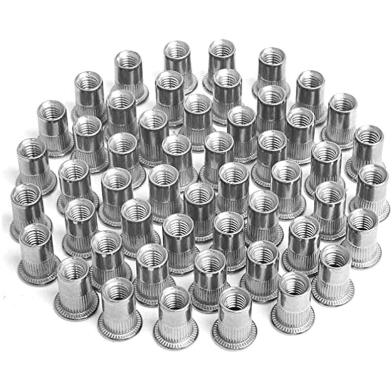 100 tuercas de remache M4 M5 M6 M8, tuercas de remache de inserción roscadas, tuercas de remache de acero inoxidable, utilizadas para reparar muebles, decoración y manualidades