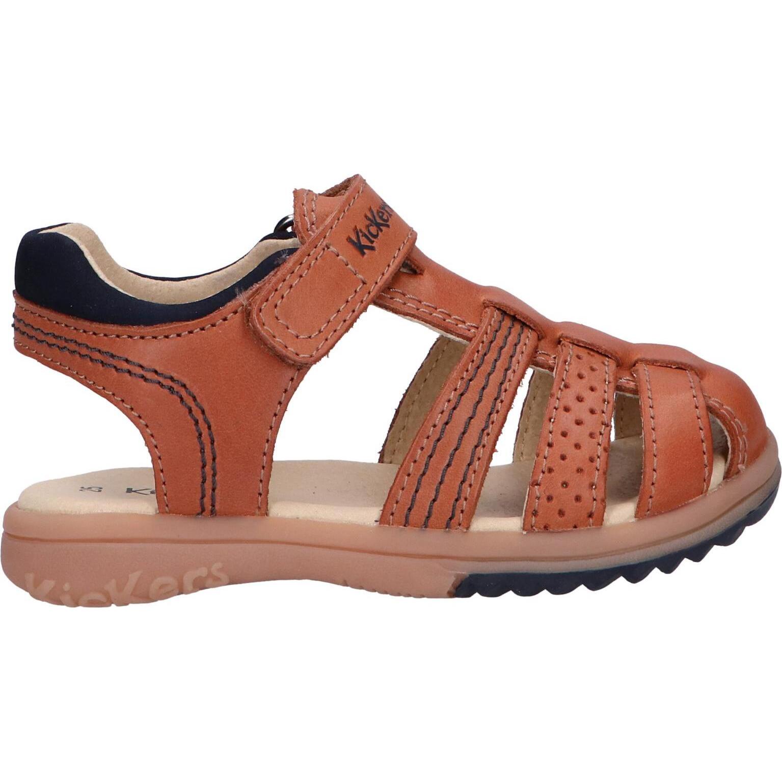 Kickers boy's sandals 349508 -10 platinium 114 camel