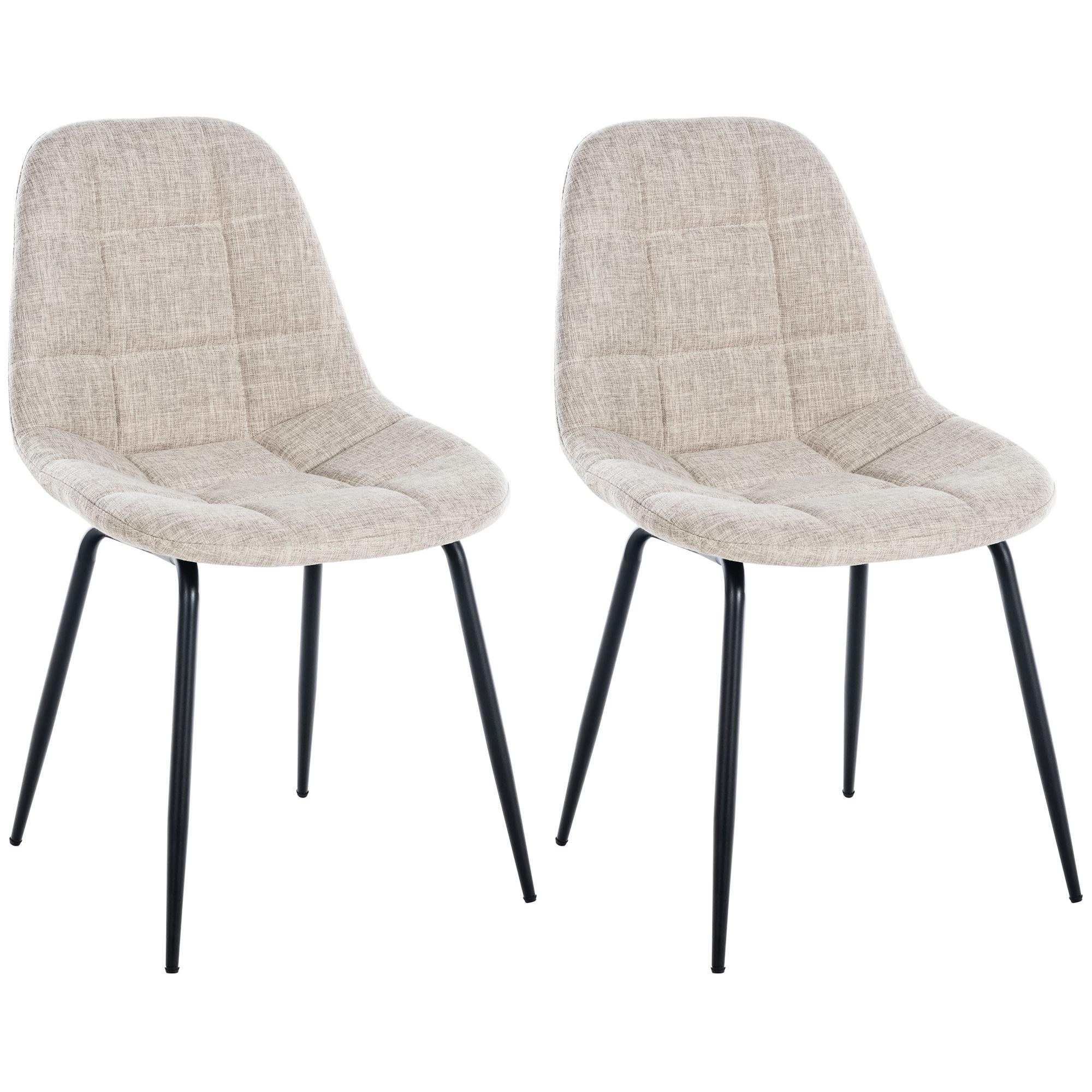 Set de 2 Sillas de comedor Tom en tela o polipiel Crema,Tela
