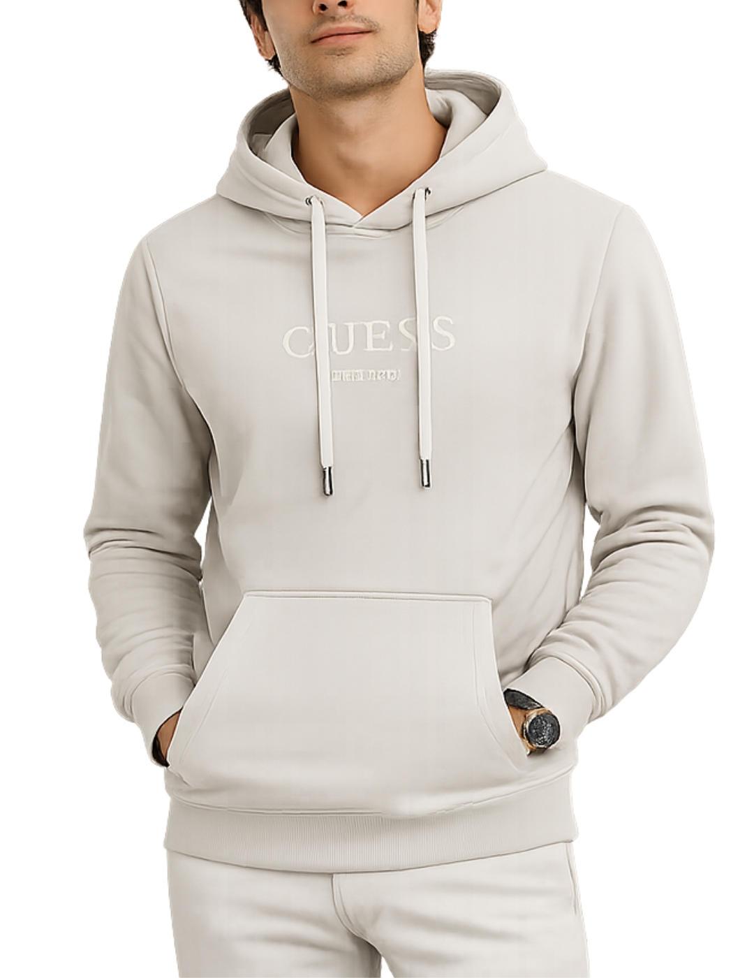 Sudadera Guess Logo gris con capucha para hombre