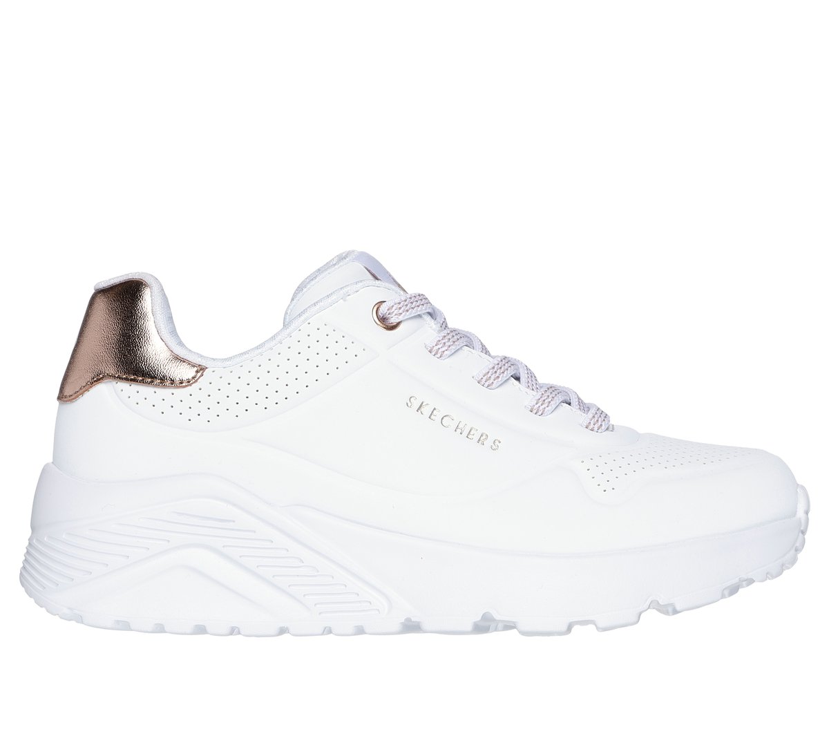 Skechers Uno Lite 310384 - Zapatillas Niña Blanco con Cordones y Plantilla Memory Foam, Ligeras para Diario y Colegio