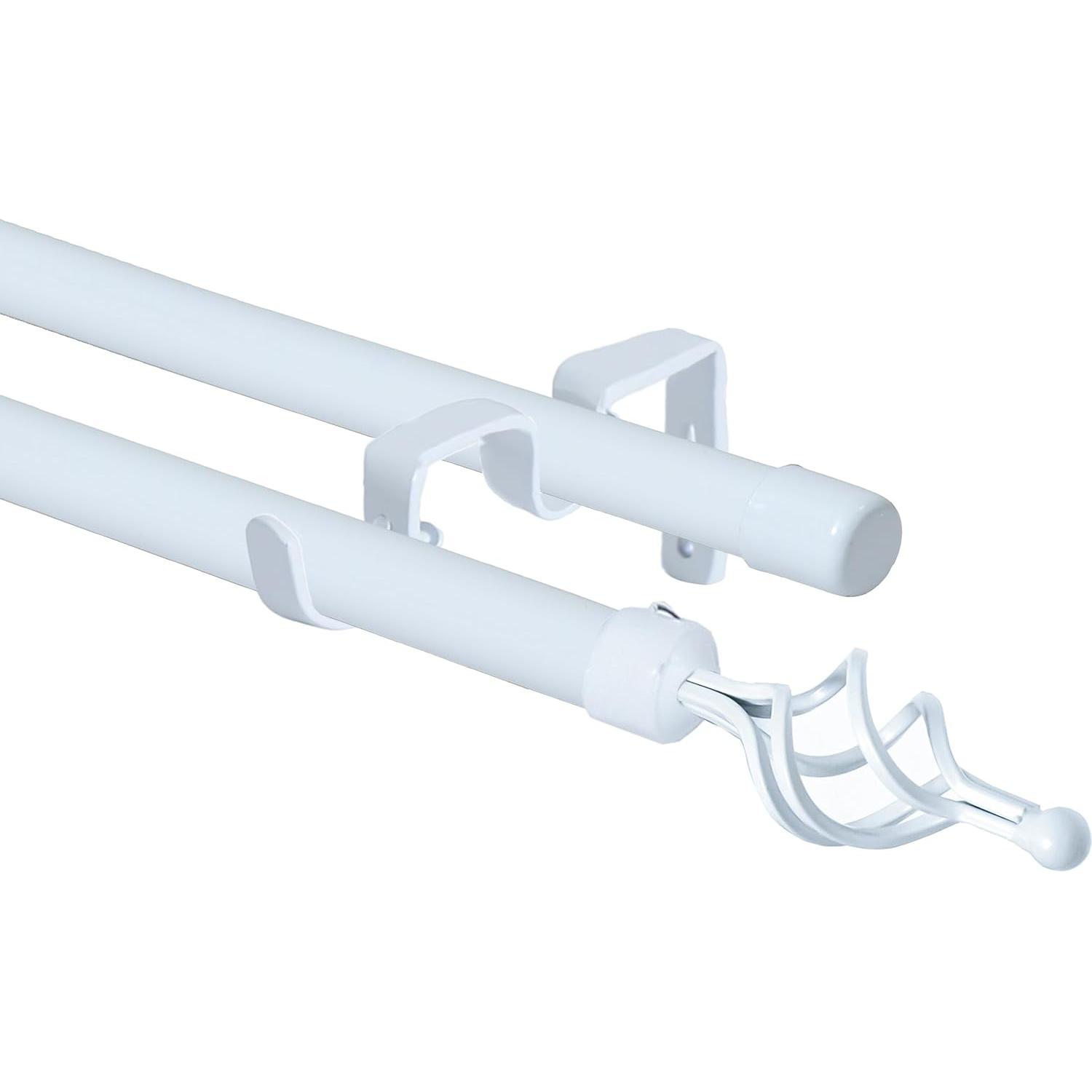 Barras de Cortina Doble 70-120cm/120-210cm/160-310cm, Barra de Cortina Extensible 16-19mm, con Terminales Forma Piña con Soportes, Barra de Cortina de Metal Ajustable para Sala de Estar
