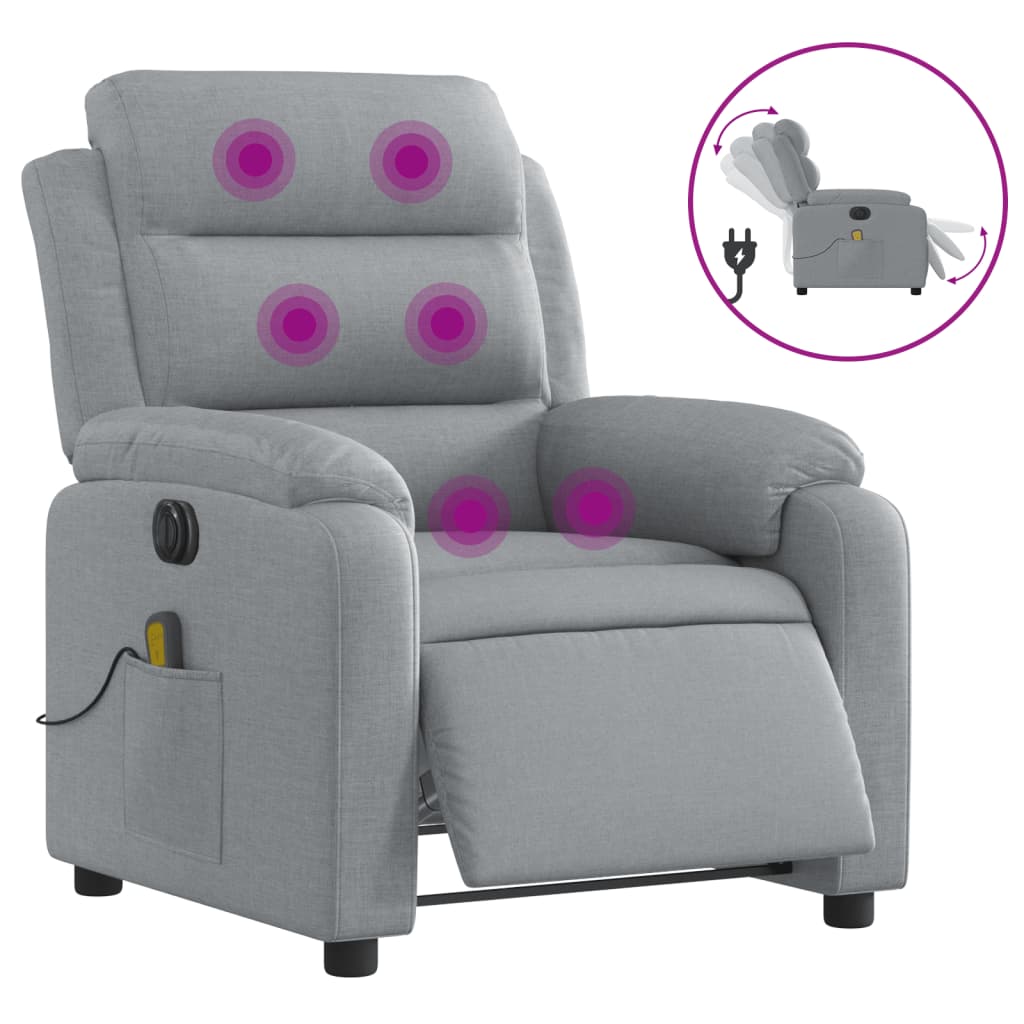Vidaxl Sillón de Masaje Eléctrico Tela Gris Claro
