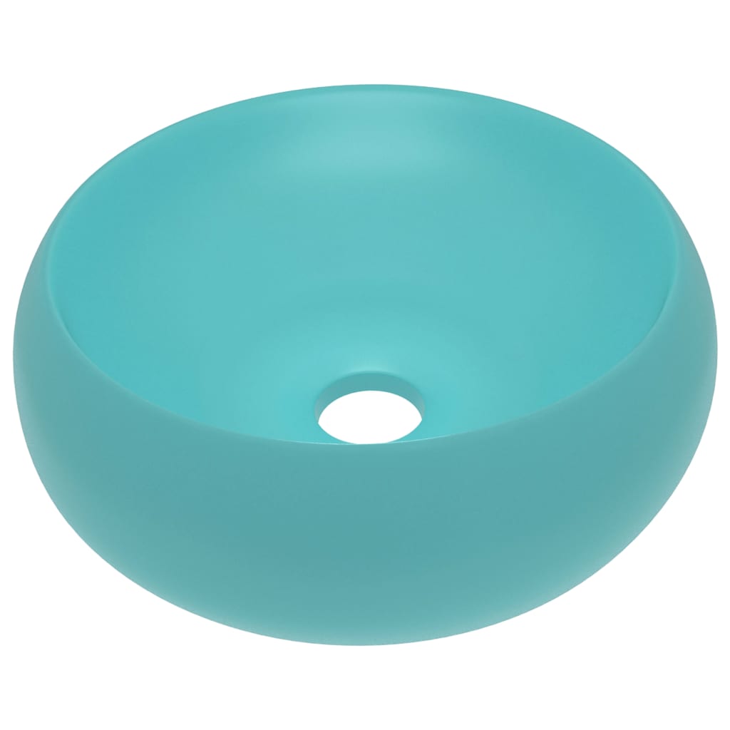 vidaXL Lavabo de Lujo Redondo Cerámica Mate 40x15 cm Tocador Vasija Color matte light blue,  matte white,  matte cream y mas