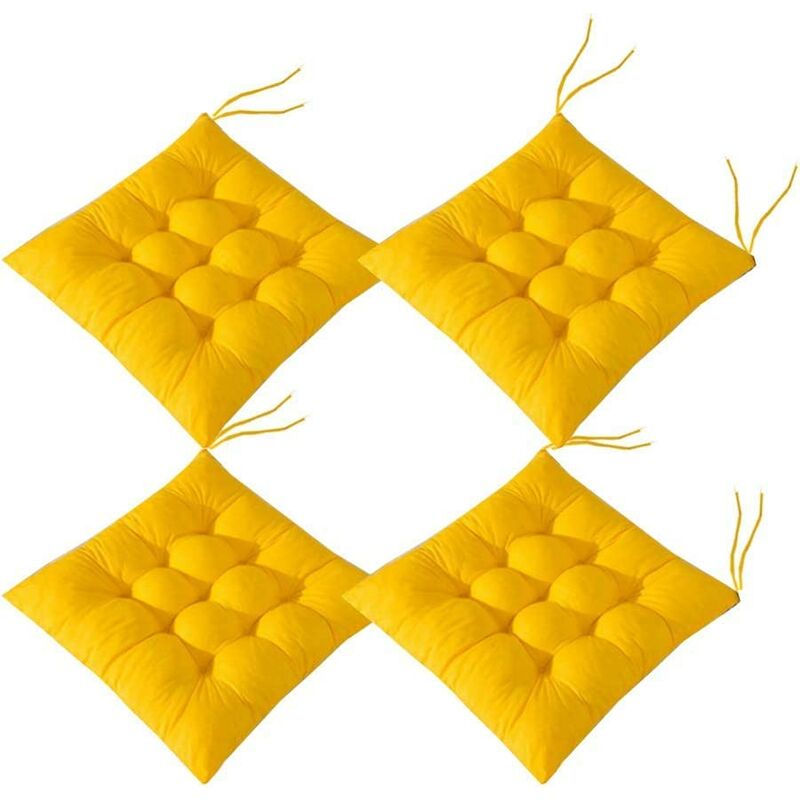 CA 4 cojines cuadrados para silla de 40 x 40 cm, acolchados, cómodos y coloridos, ideales para interiores y exteriores (4 amarillos)