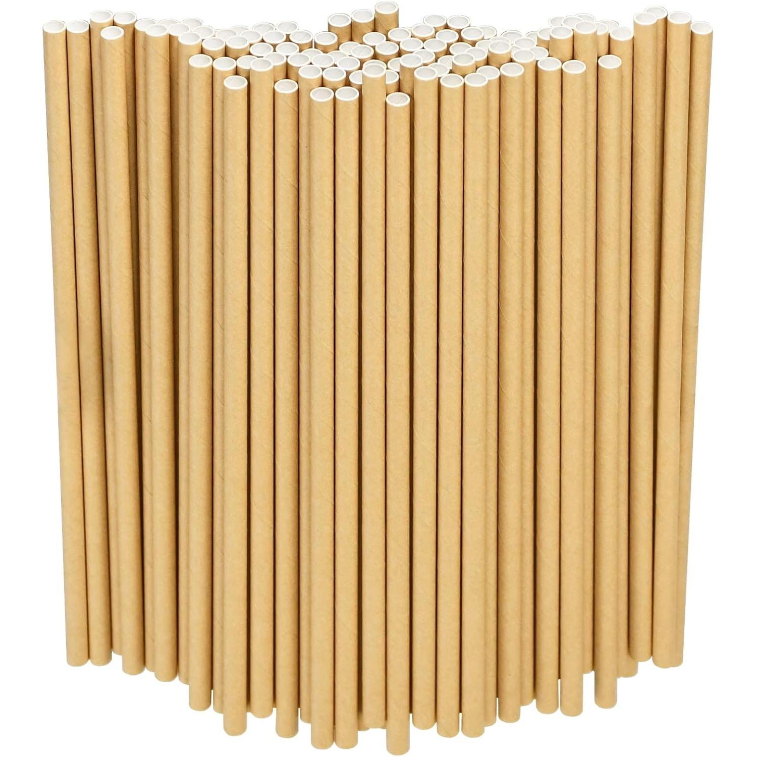C.A | Pajitas Cartón ♻️ 6x200 mm | Biodegradables | Resistentes | Frío y Caliente