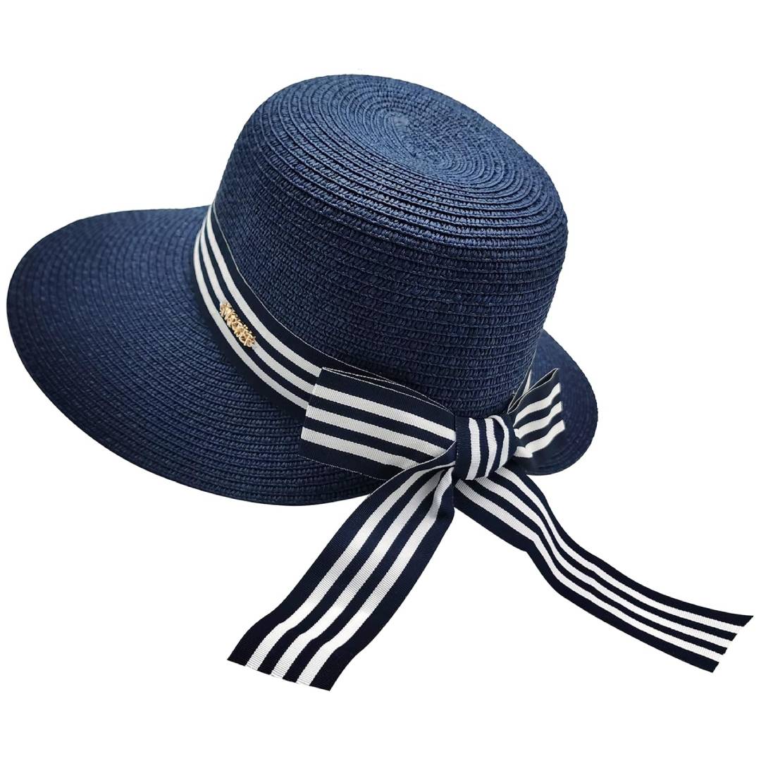 Sombrero de Paja de Playa para el Sol de Verano, Protección Solar UV, Sombrero Visera de Ala Ancha Plegable con cinta decorativa, Pamela de paja Azul para playa, Vacaciones, Viaje, Piscina Talla única Ajustable para mujer Adulto Talla 56-57CM, Kebedo Moda
