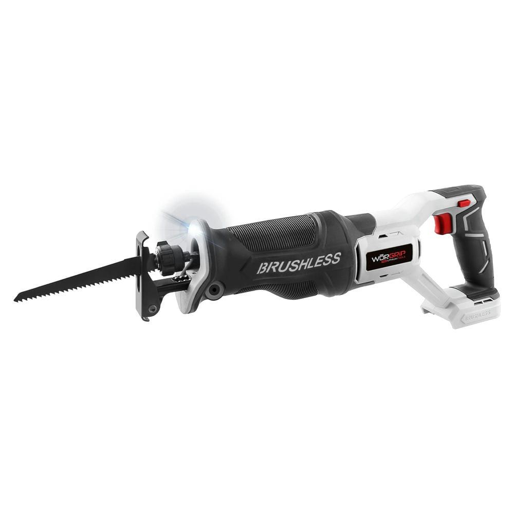 Sierra Sable Brushless WORGRIP 20V - Capacidad de corte: 10–150 mm - Motor: Brushless (sin escobillas) - Empuñadura Softgrip - Luz LED
