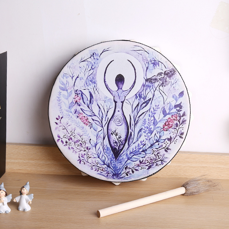 Árbol de la vida, tambor de bagua, tambor siberiano, decoración artesanal, artesanía decorativa.--25 × 25 cm tambor 3D en relieve (incluye baqueta)