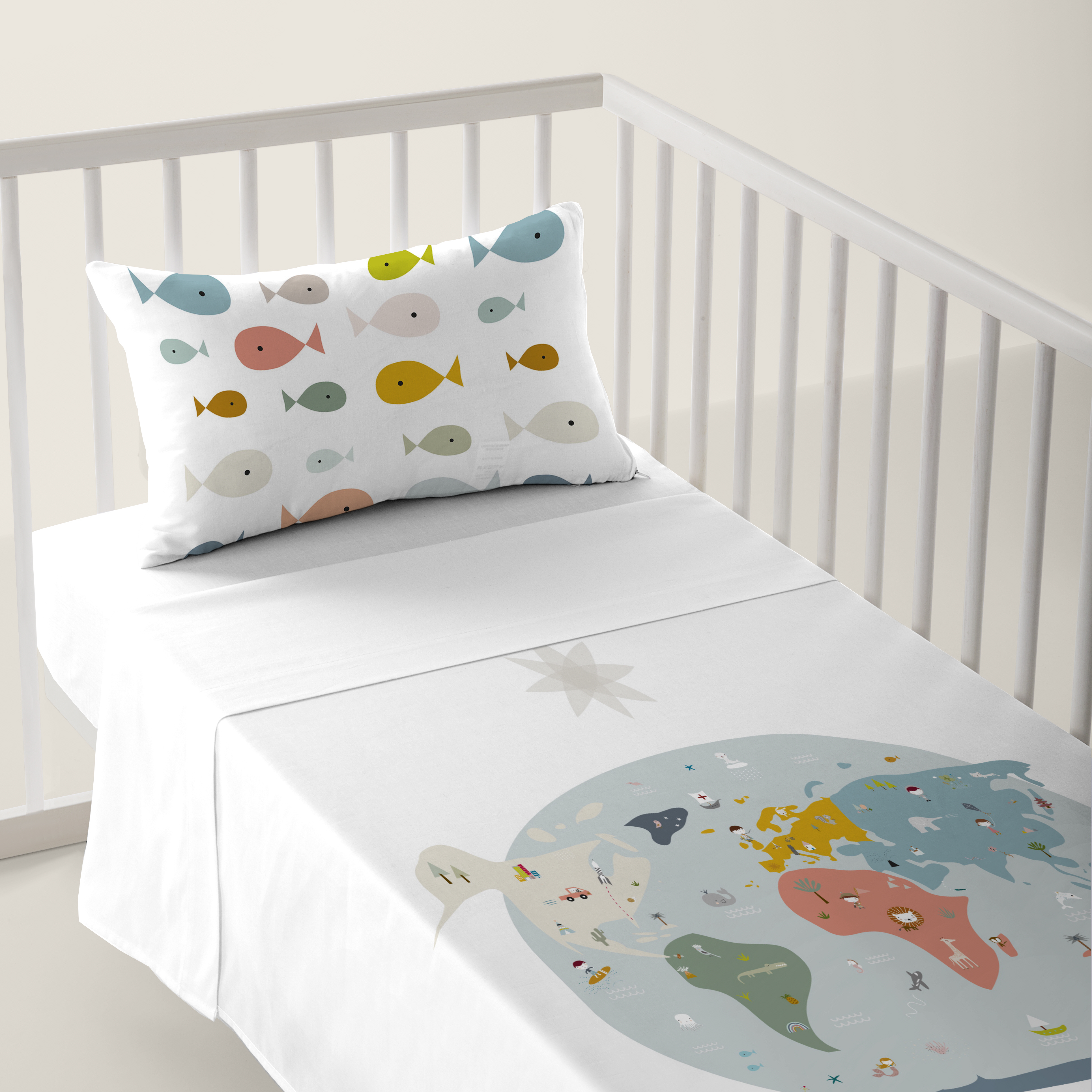 HACIENDO EL INDIO - Juego de Sábanas Cuna Estampado 100% Algodón - Juego de 2 Piezas Incluye Sábana Encimera y 1 Funda de Almohada - 100x130/120x180 cm - 27 Modelos Disponibles - Fabricado en España