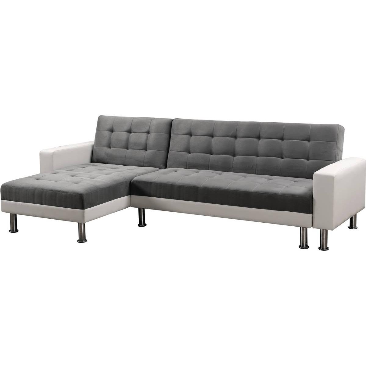 Habitat y Jardin - Sofá esquinero convertible y reversible "Theo" - 4 plazas - Blanco y gris