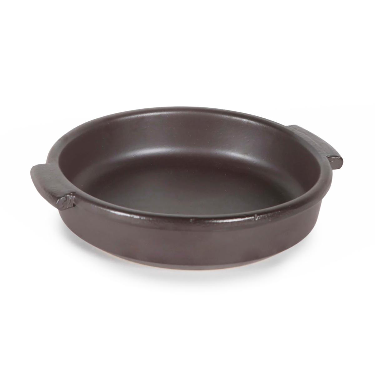 Cazuelas redondas con asas Vulcano Anaflor 15 a 21 cm - Barro negro o piedra - Resistente a horno y fuego directo - Ideal para tapas, guisos y presentación rústica - Diseño artesanal para cocina tradicional - Aptas para horno y microondas