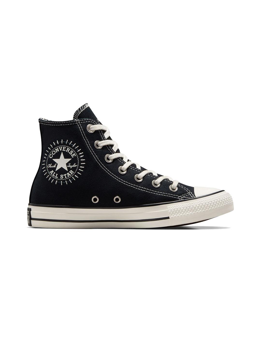 Zapatilla Mujer Converse Ctas Hi Negra Bordados