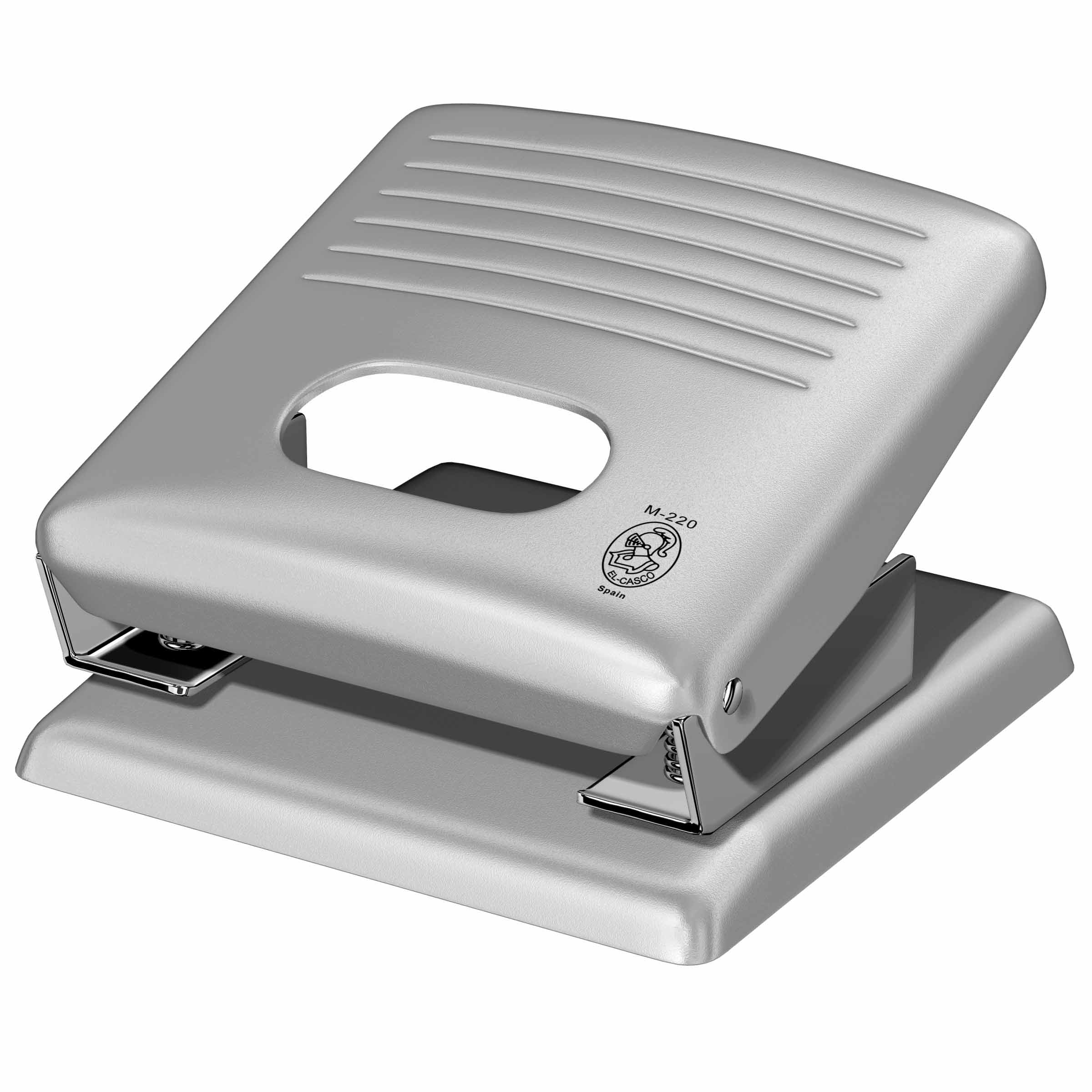 Perforadora doble taladro cromada en gris M-220CG | EL CASCO - Perforadora de 2 agujeros, cromado en gris brillante, fabricada en acero // Ref: 1220GRB