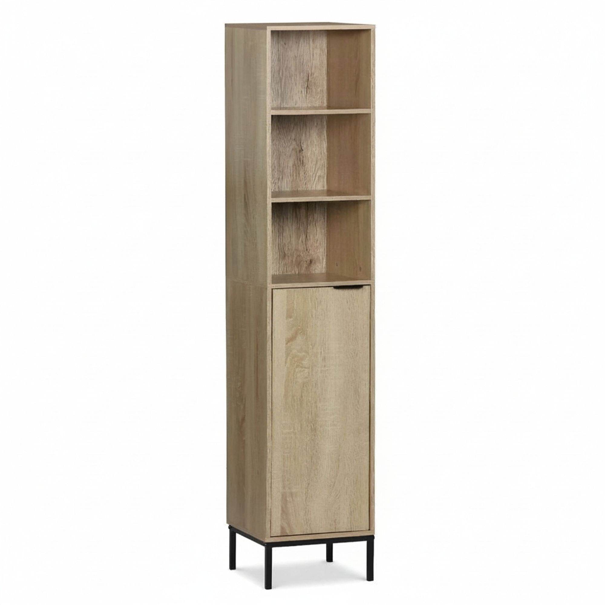 MOBLEKIT | Muebles Auxiliares de Baño de Madera y Metal, Columnas y Armarios Bajo Lavabo con Estantes o Puertas, Soluciones de Almacenaje para Toallas, Higiene y Organización del Baño