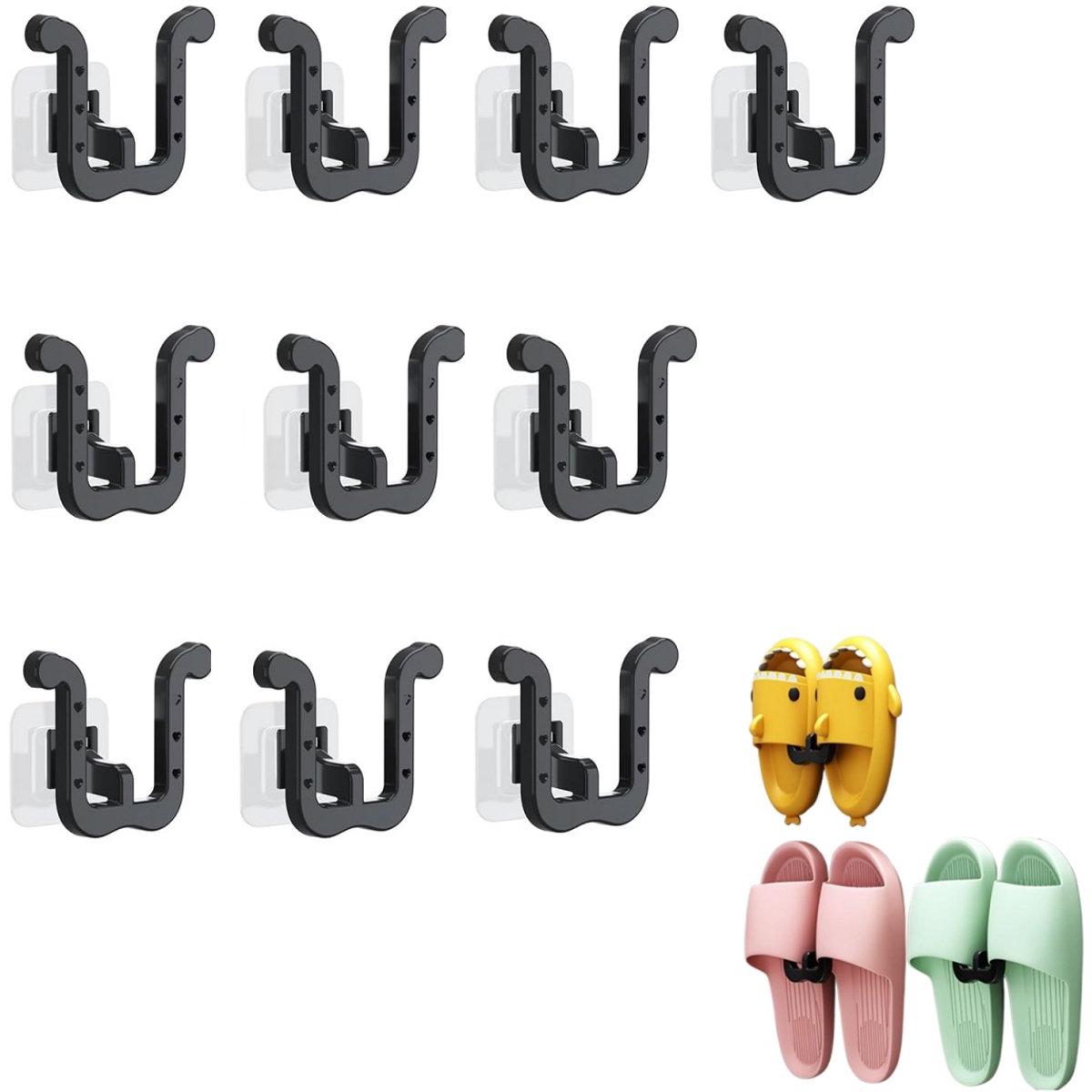 Om Home 10 piezas - Zapatero de pared - Zapatero - Sistema de almacenamiento de zapatos - Zapatero colgante - No requiere taladrar - Soporte de zapatos de pared - Apilador de zapatos - Almacenamiento de zapatos - Organizador de zapatos - Negro