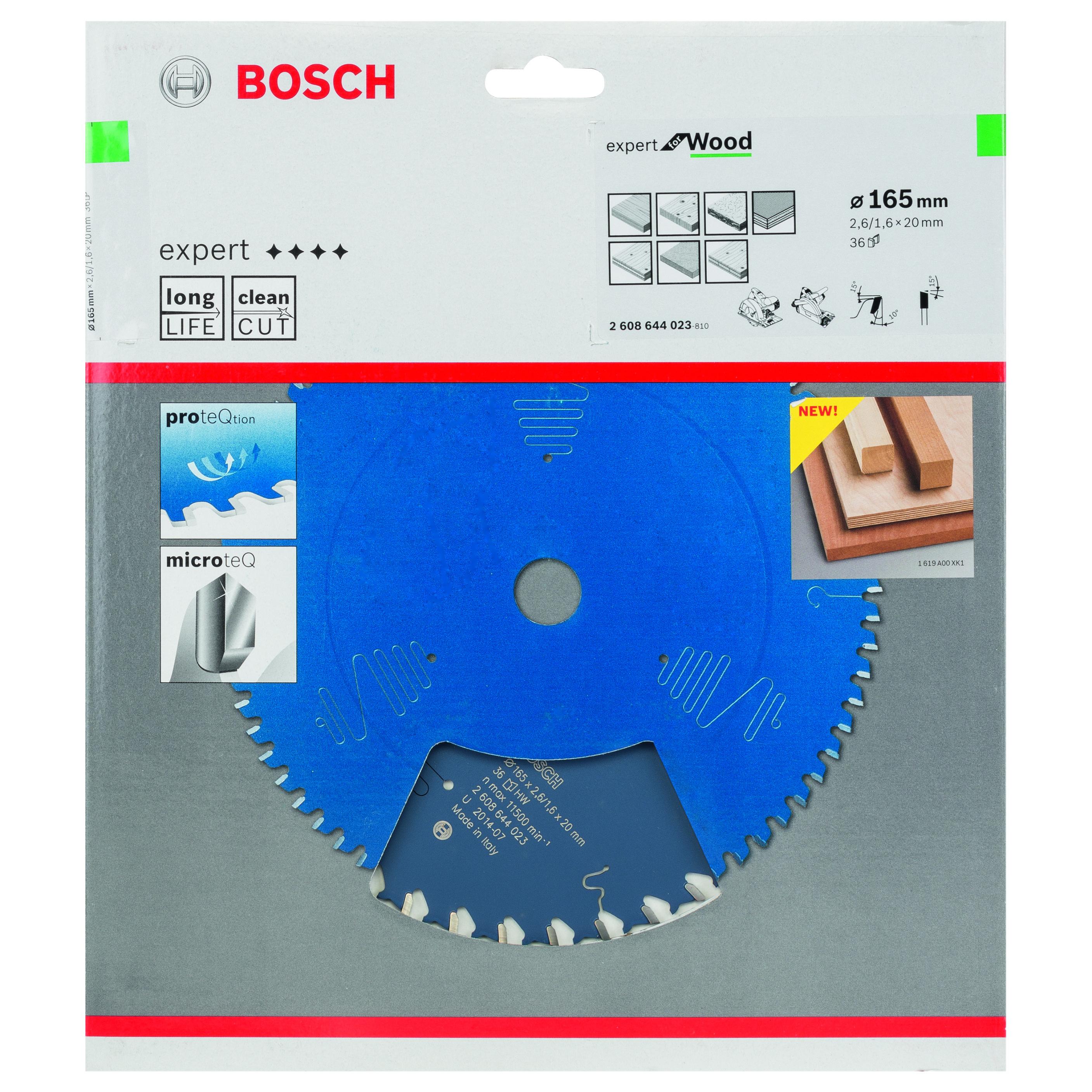 Hoja sierra circular Expert for Wood 165 x 20 x 26 mm 36 | BOSCH 2608644023