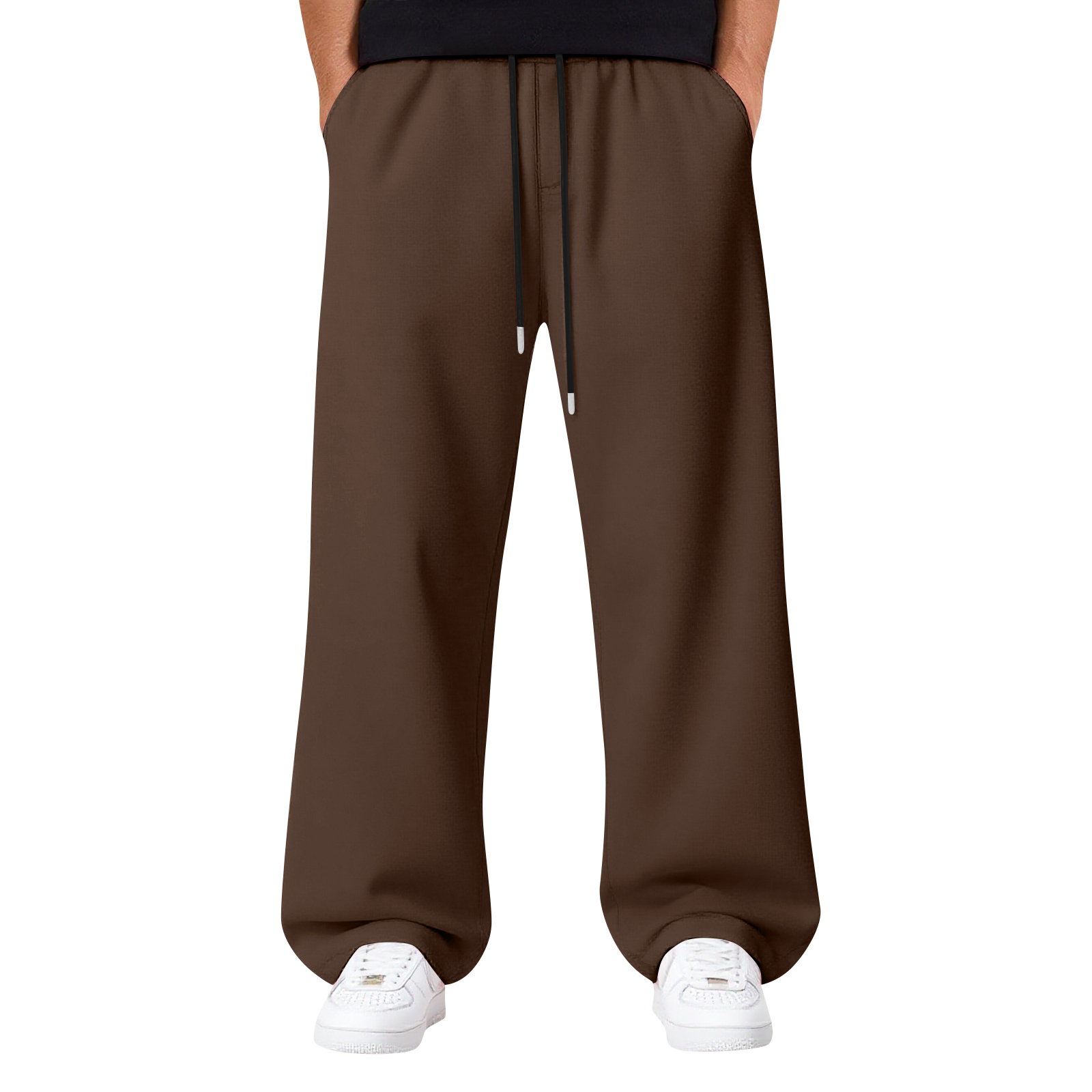TK Pantalones Casuales Para Hombre Con Cintura Elástica Y Pierna Ancha De Color Sólido Pantalones De Sudor Transpirables Y Cómodos Para Todas Las Estaciones