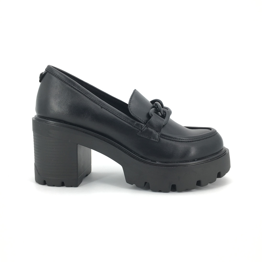 Mocasín Mustang para mujer, mod.52892, Mocasín tacón alto con adorno de cadena muy cómodas con topolino