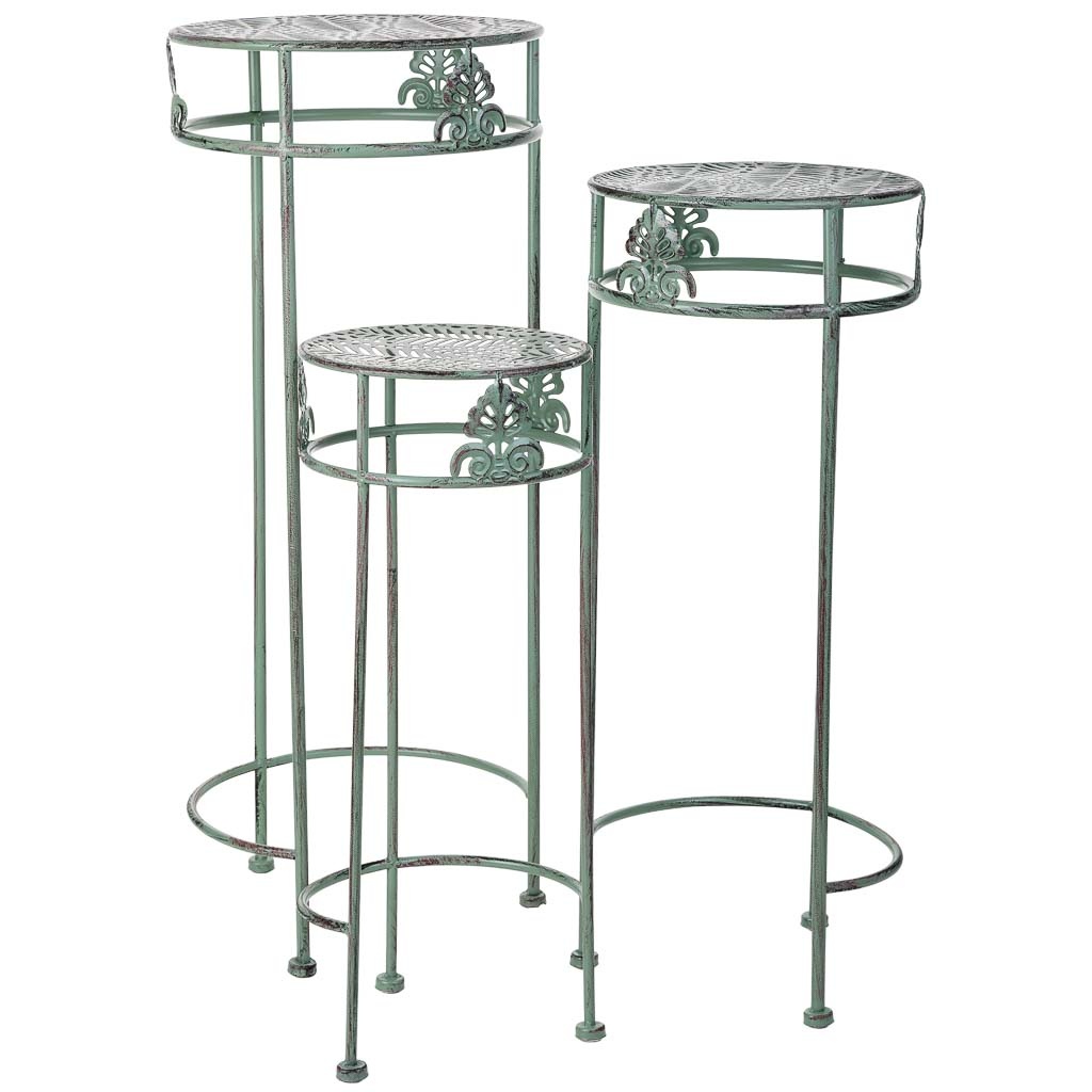 Wonderlust Deco - Soporte para macetas verde, 3 piezas, 28x28x69-24x24x59-20x20x49h cm Verde 28x28x69-24x24x59-20x20x49h cm