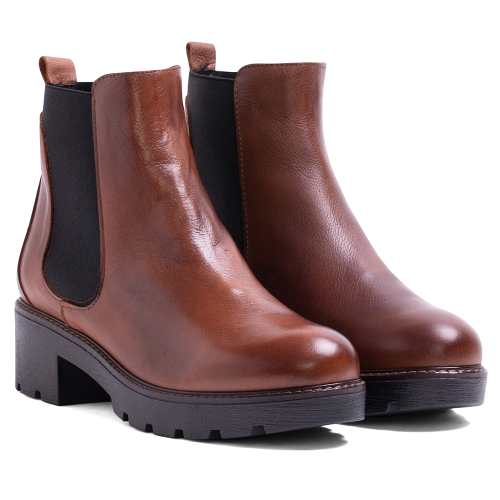 Botín CA-129 en Napa Cuero para Mujer de Helene Rouge - Elegancia Atemporal y Confort Diario con Diseño Versátil y Tacón Medio de 45mm - Fabricación Artesanal Española - Perfecto para Looks Informales