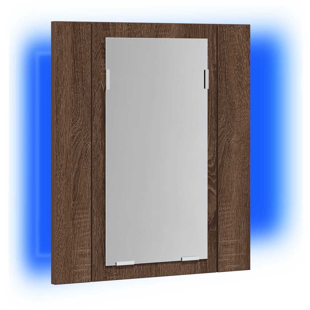 vidaXL Armario de baño con espejo LED madera marrón roble 40x12x45 cm