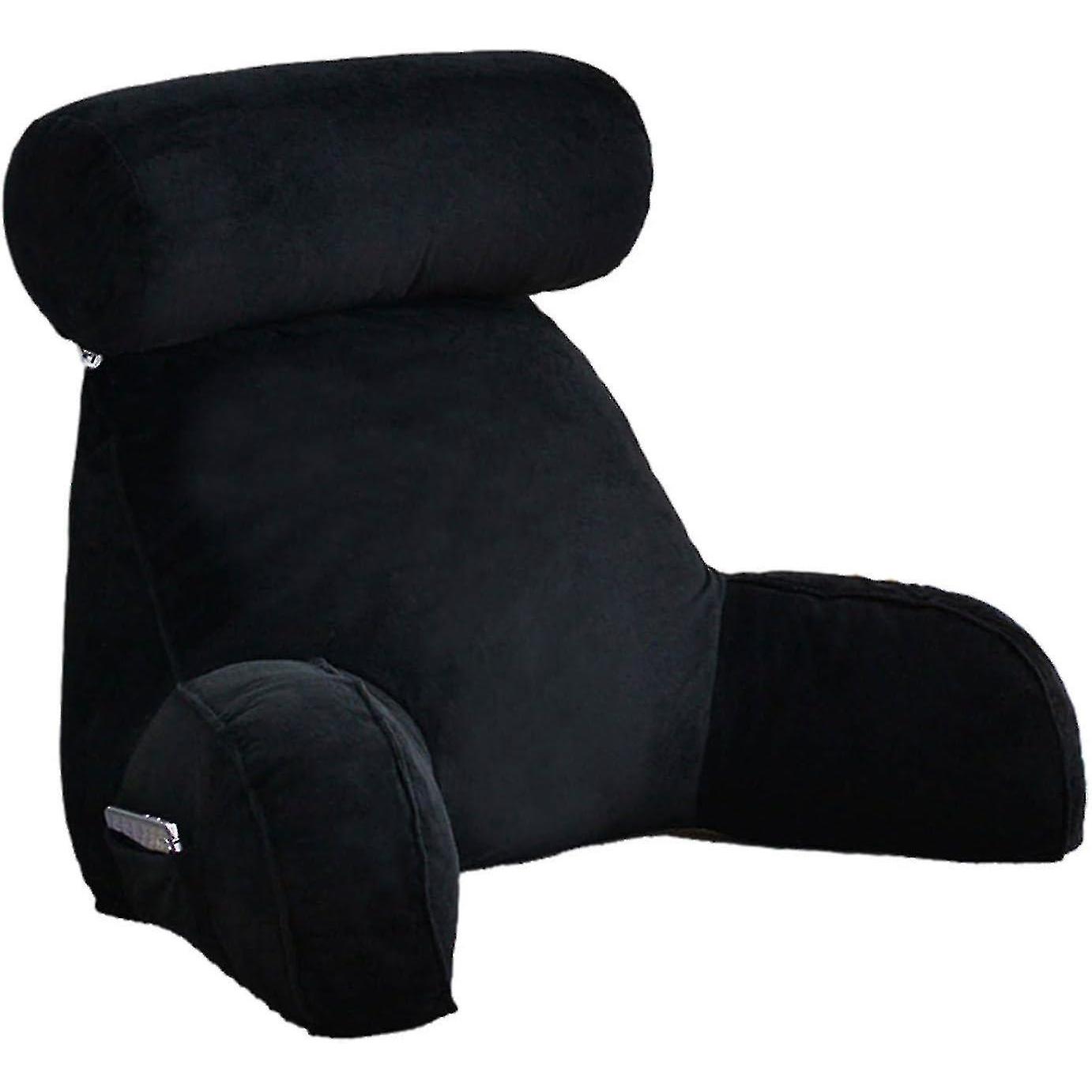 Om Home Almohada de la lectura, almohada del respaldo, almohada trasera for the rest para sentarse en Cama, respaldo Adult grande con los brazos, bolsos laterales, Rollo desmontable del Cuello Para Leer/El Reloj, los 75*40*40cm