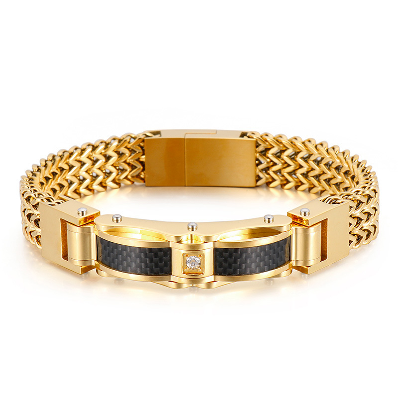 Pulsera de Maple de Titanium Chapada en oro para hombre, rock, with Cadena de Maple de Titanium para hombre y Mujer. Regalos para niños y niños, 19-23 cm.