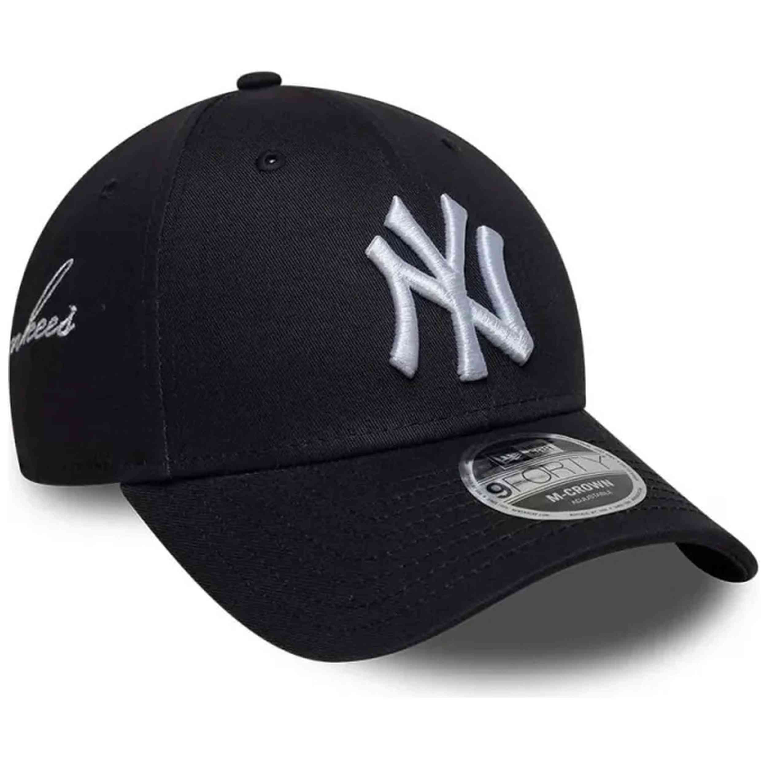 Gorra New Era modelo New York Yankees MLB Side Script 9FORTY M-Crown para Hombre en color Negro