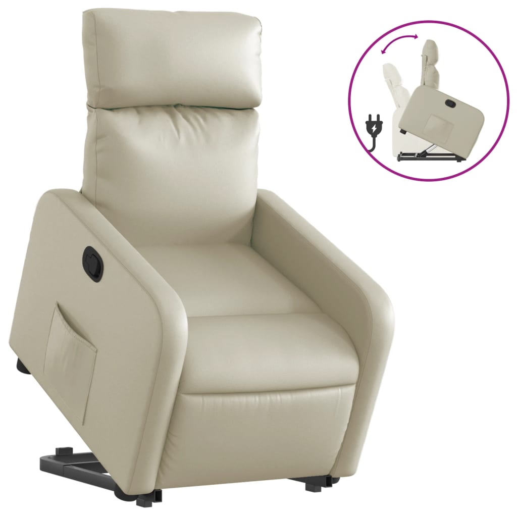 Vidaxl Sillón Reclinable Elevable de Cuero Sintético Negro