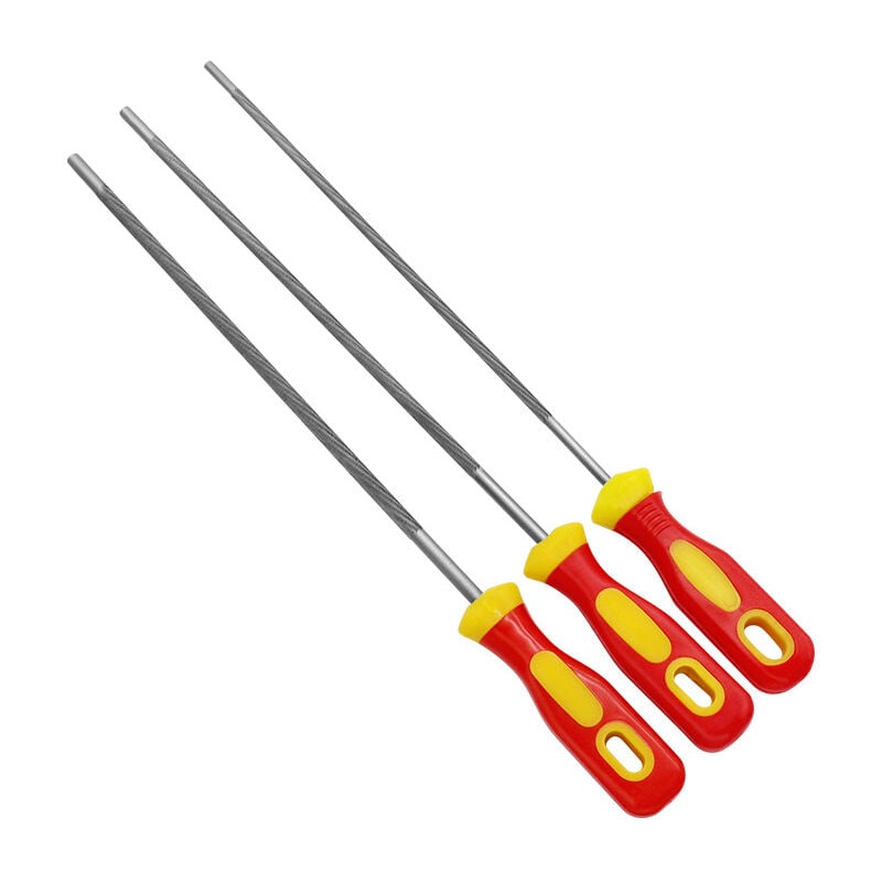 CA Sollbry - Lima para motosierra (3 piezas), kit de afilado universal portátil, lima con mango, limas redondas, soporte para afilar motosierra, 3 tamaños de 4 mm, 4,8 mm y 5,5 mm, apto para afilar.