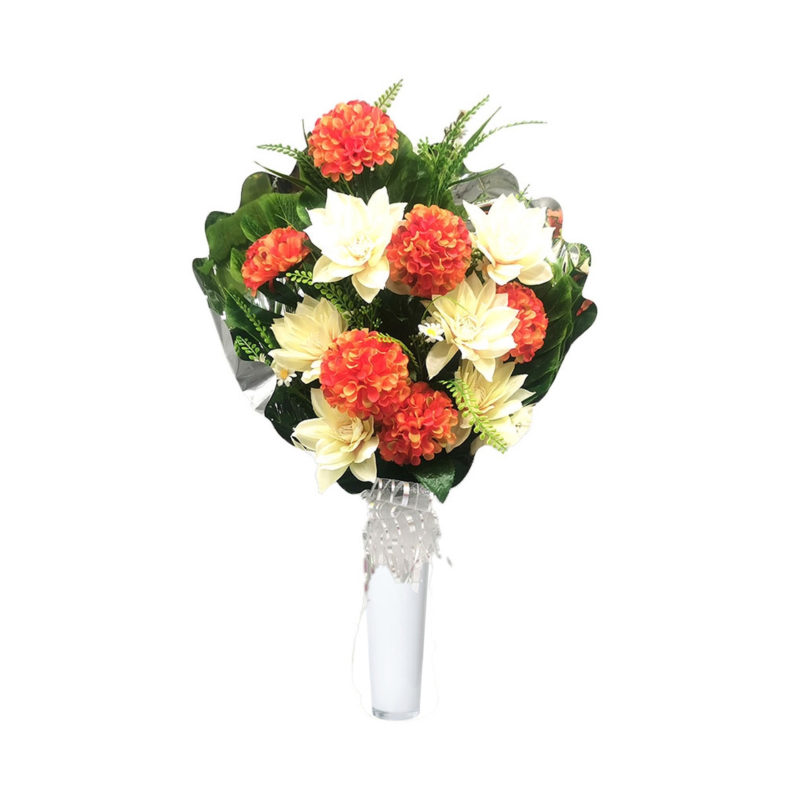 Panda Home Ramo para Cementerio de Flores Artificiales Especial para Decorar nichos y lápidas, para Todos los Santos.-CAPULLO MUN-NARANJA