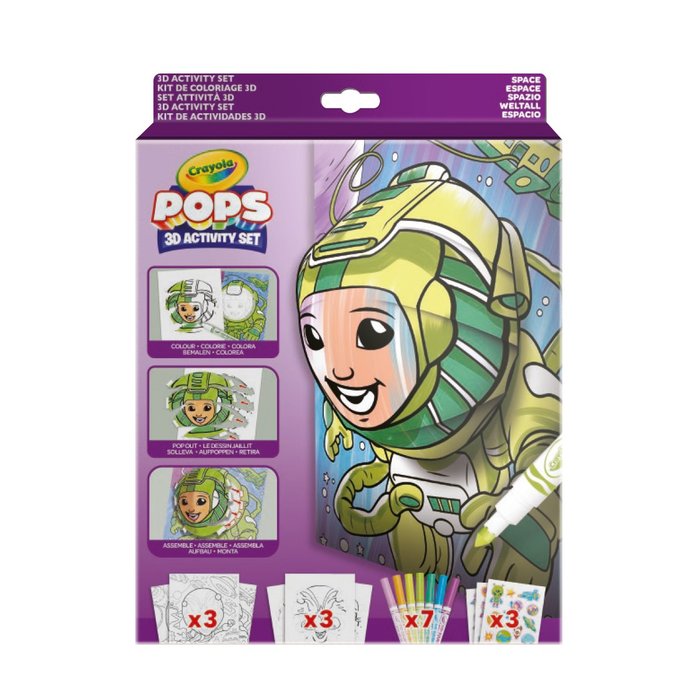 CRAYOLA SET ACTIVIDADES COLOR POPS 3D ESPACIO HOJAS COLOREAR 22x22x3 Cms.