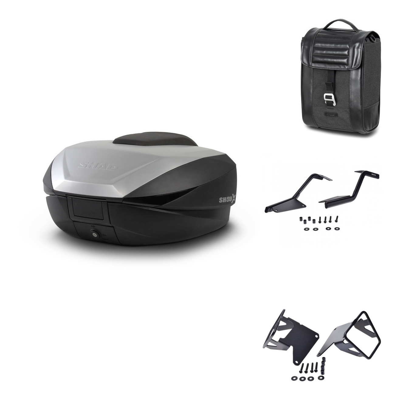 Tudetic Sr38 Saddle Bag + Bracket Kit for Benelli Leoncino 500/502i Trail (2020-2026) - Lockable motorcycle trunk made of ABS plastic, expandable design for helmet storage.