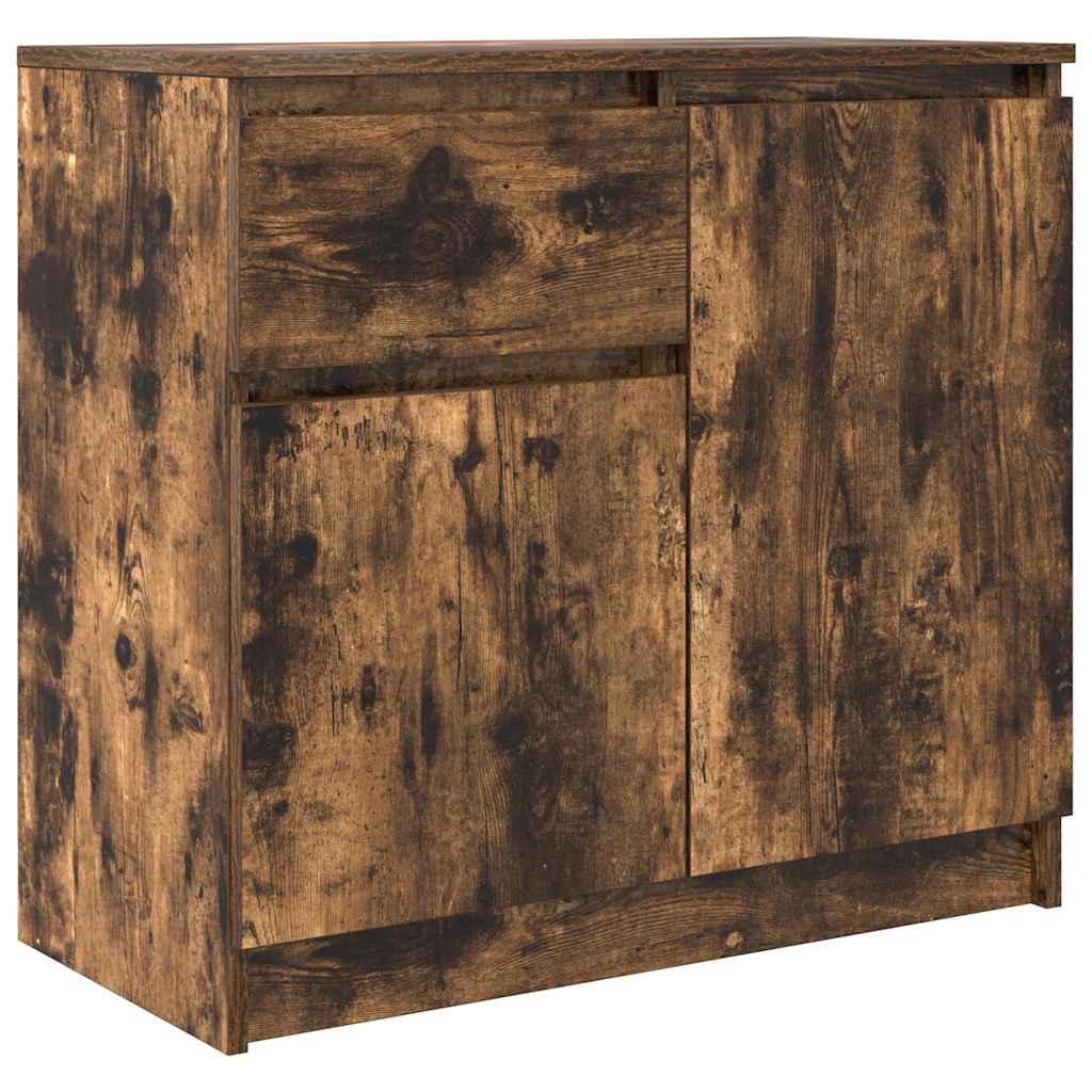 vidaXL Aparador con cajón roble marrón 71x35x65 cm madera ingeniería en color Marrón roble/Roble artisan/Blanco y más