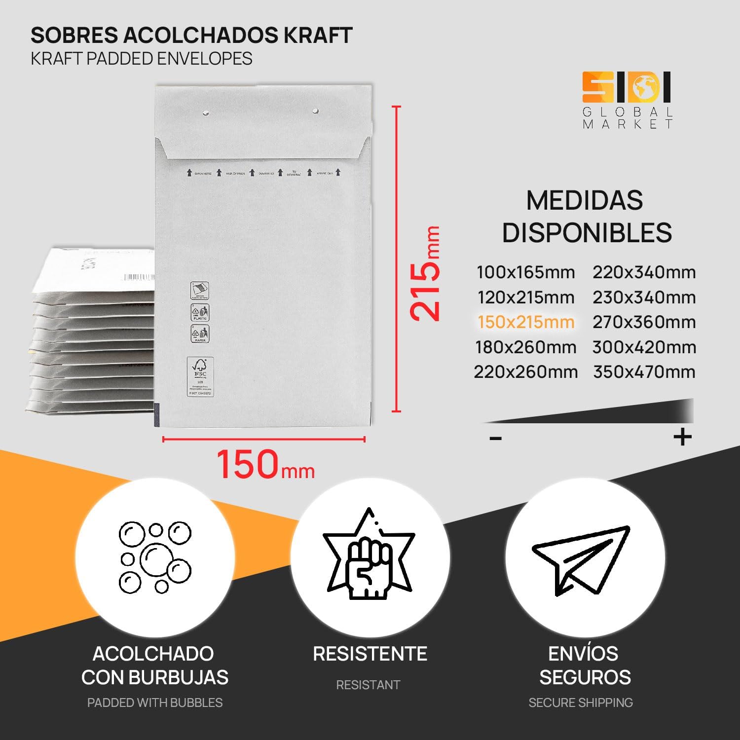 SIDI Sobres Acolchados Autoadhesivos para envíos - Color Blanco