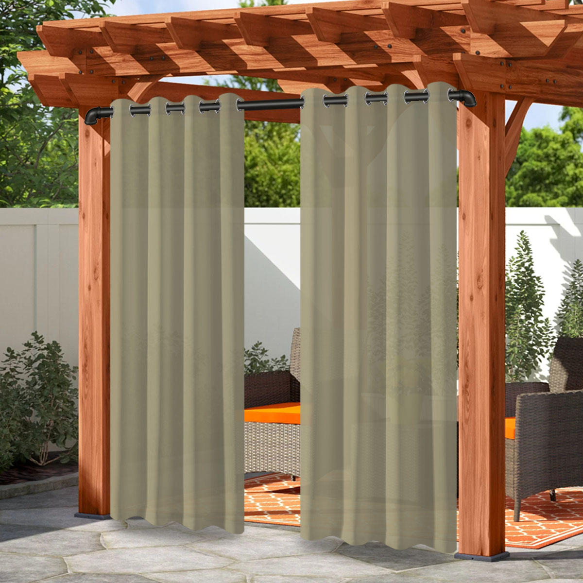 Cortina De Poliéster Para Privacidad Impermeable With Ojales Para Exterior Ideal Para Patio Gazebo Porche Y Pergola MOV