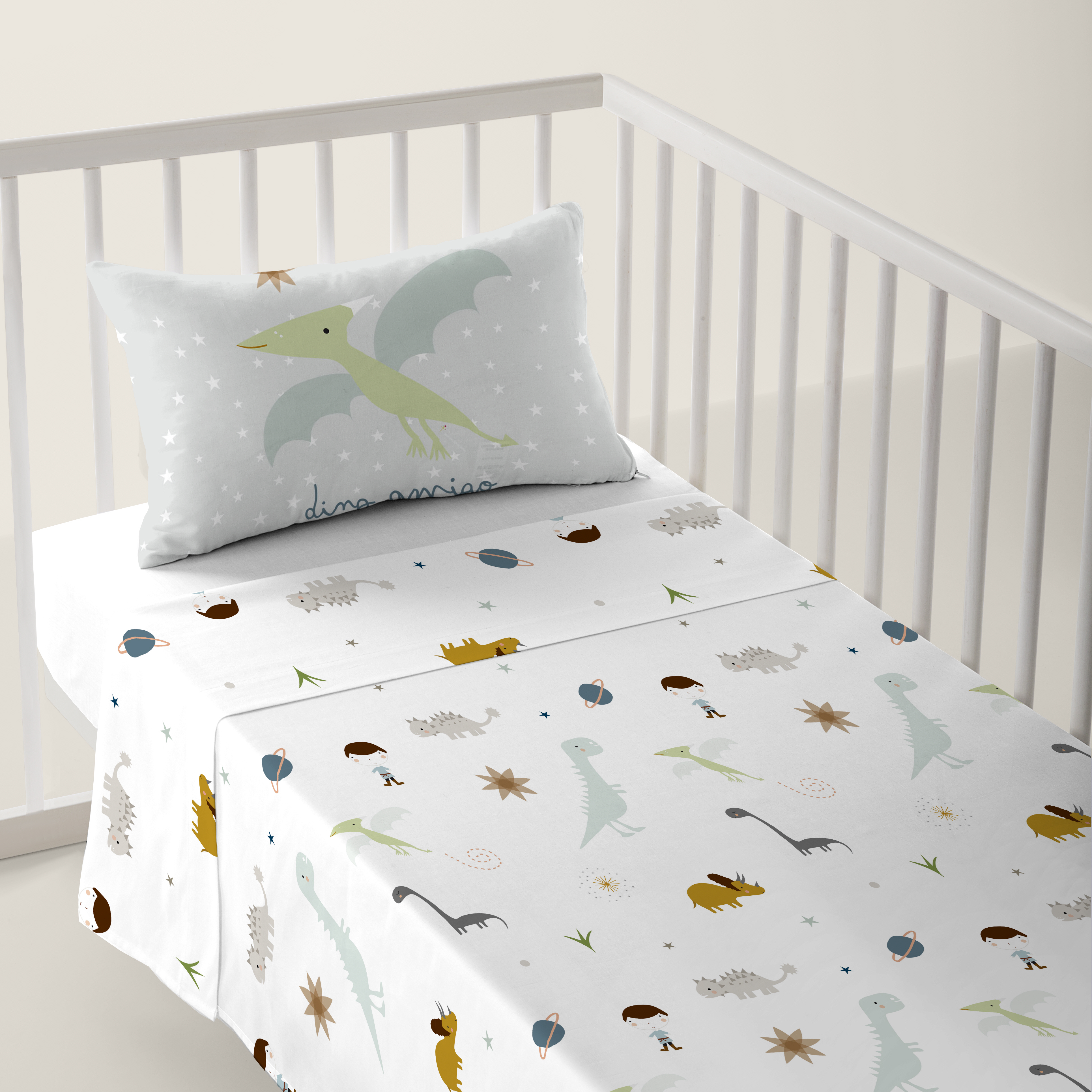 HACIENDO EL INDIO - Juego de Sábanas Cuna Estampado 100% Algodón - Juego de 2 Piezas Incluye Sábana Encimera y 1 Funda de Almohada - 100x130/120x180 cm - 27 Modelos Disponibles - Fabricado en España